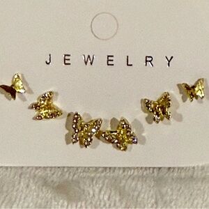 Gold Dainty Butterfly & Jewels Earrings Set! Mix & Match! New with tags!